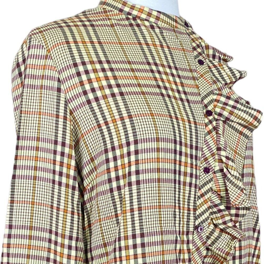Zara Woman Button Up Ruffle Blouse Size Small - Picture 4 of 6